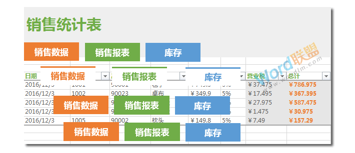 非常有创意的 | Excel制作漂亮的切换式销售统计表