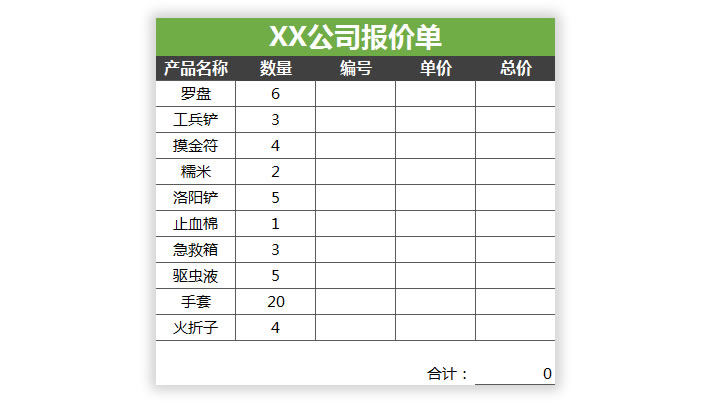 Vlookup函数实例：Excel根据价格表生成报价单