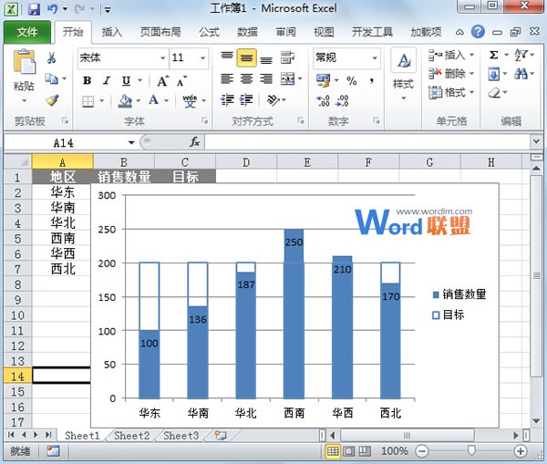 Excel2023图表制作实例：柱形目标进度图