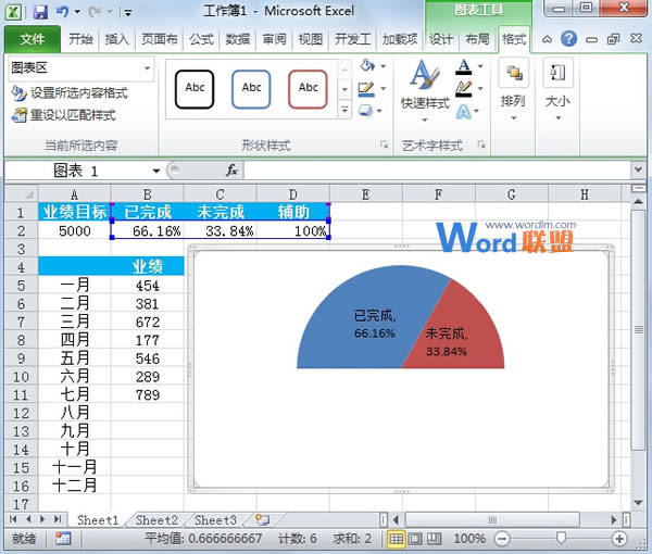 Excel2023图表制作：半圆百分比进度图